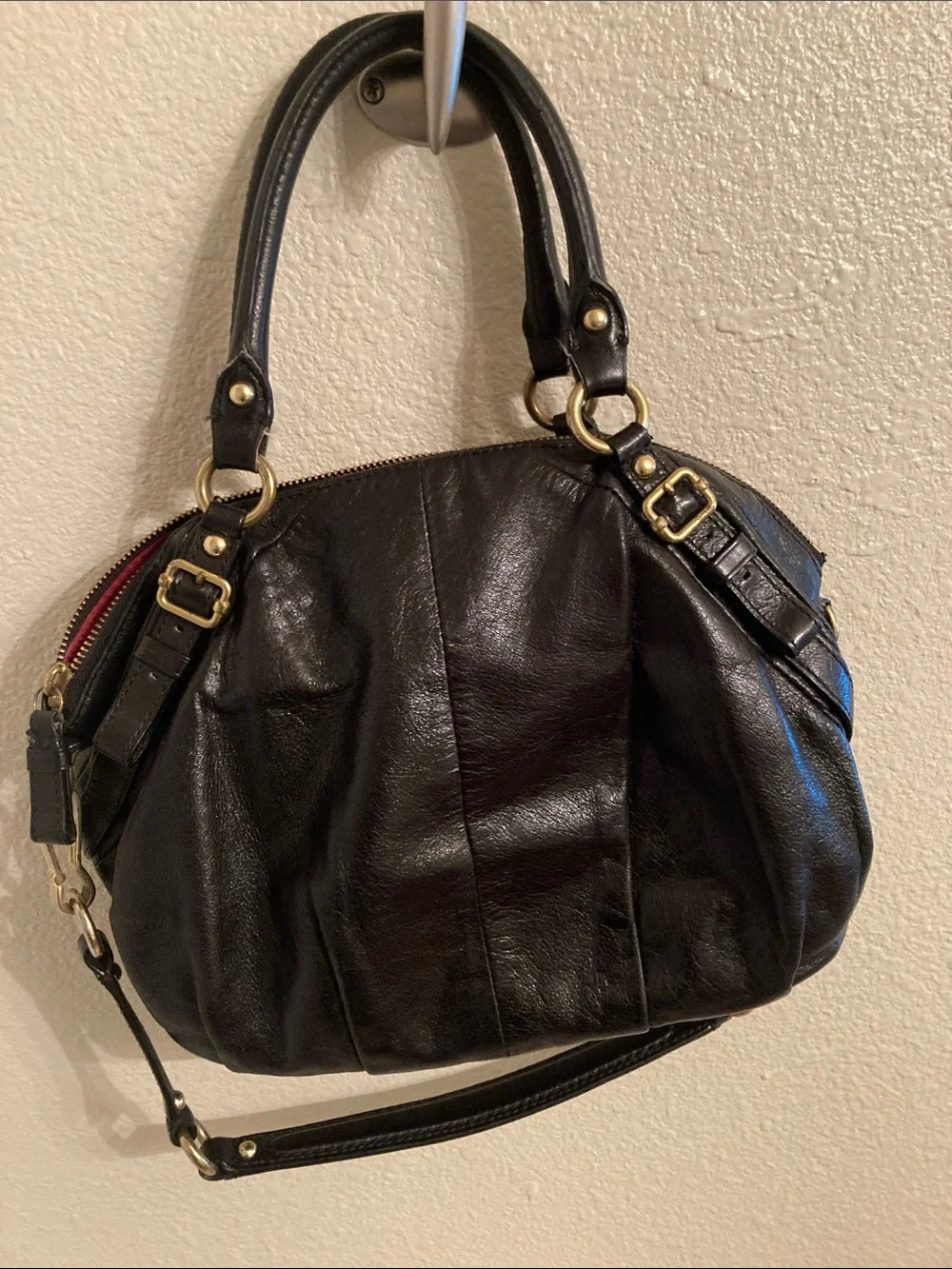 Coach Madison Sophia Black Leather Satchel Bag Gold Hardware 15960